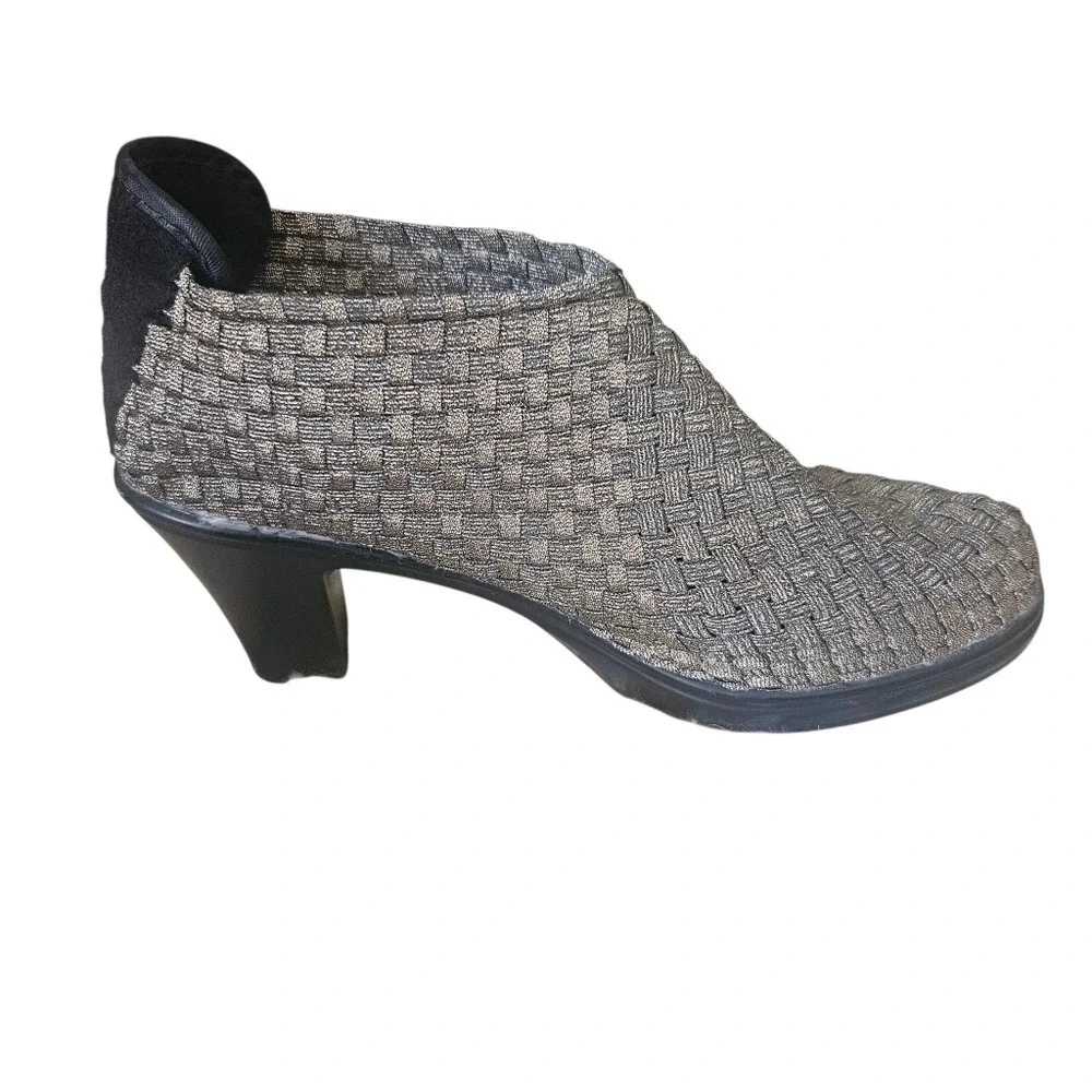 BERNIE MEV‎ Chesca Women's 39 (US 8.5-9) Gold Woven Stretch Pumps Bootie Ankle